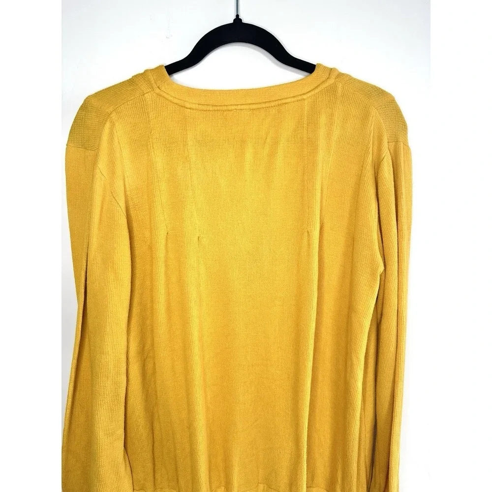 Free People Summer Struttin Mini Dress Golden Yellow Henley Waffle Ruffle Medium